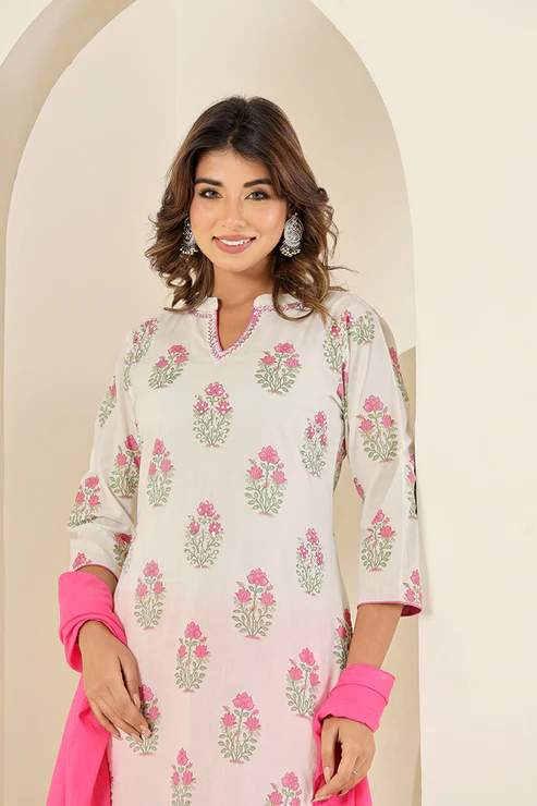 White Cotton Straight Kurta